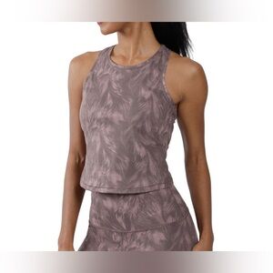 NWT - Women's Air Lux Feather Palm Tree Print Racerback Cropped Tank Top.
